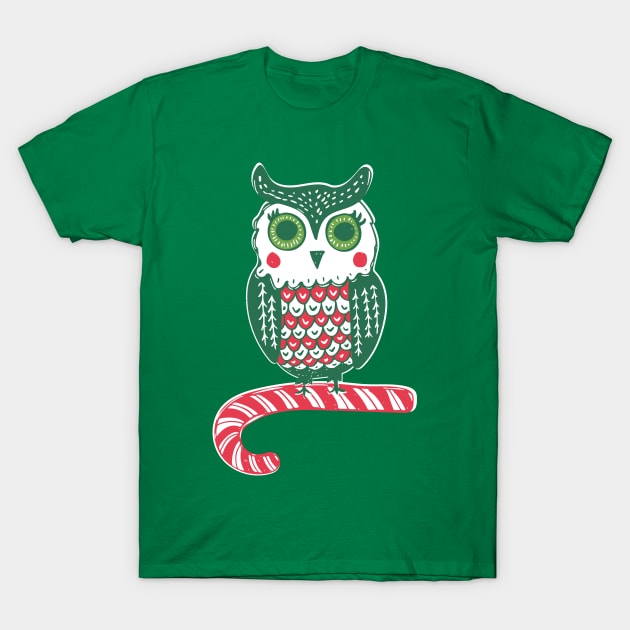 Festive Owl T-Shirt by Jacqueline Hurd
